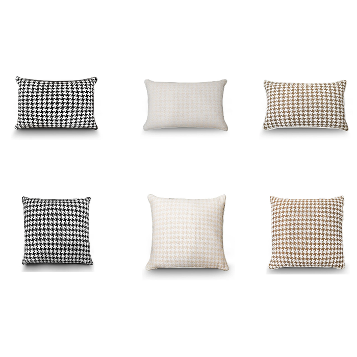 Houndstooth Print Woven Modern Cushion - Duck Feather Insert