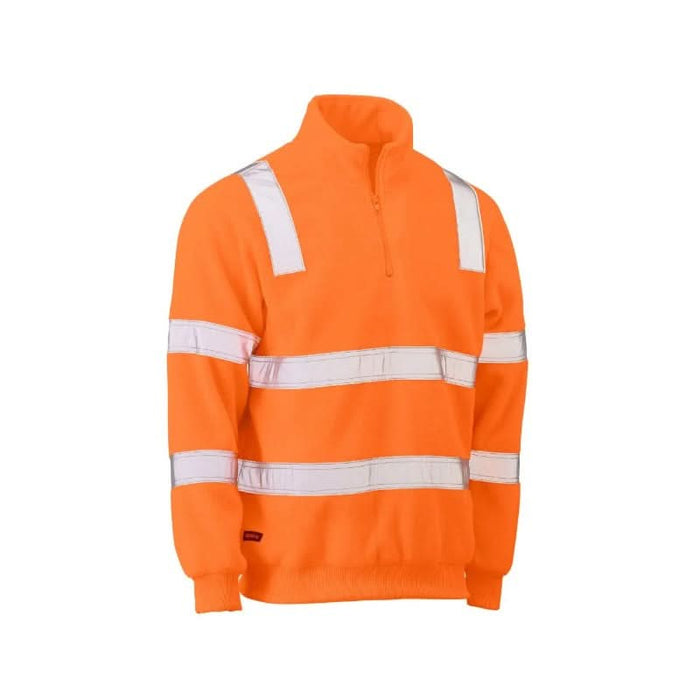 Bisley Taped Hi Vis Rail Polar Fleece Jumper Reflective Taped Day Night 1/4 Zip Pull Over Jumper - Shopica Pty Ltd