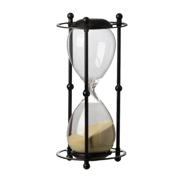 One Hour Tan Hour Glass In Black Rounded Stand