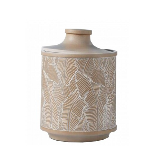 Tan Banana Leaves Jar: Tropical Whimsy for Your Home