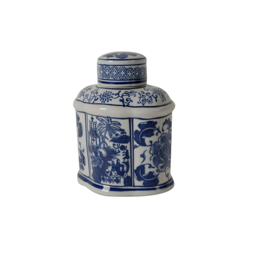 Blue and White Oval Jar: Elegance in Every Detail