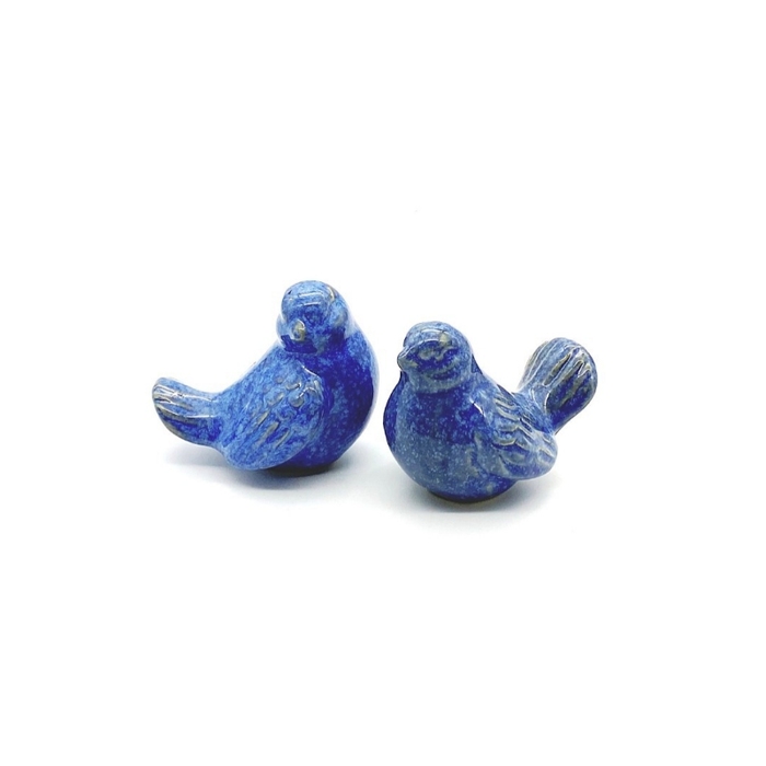 Whispering Wings: Set of 2 Happy Blue Bird Ornaments