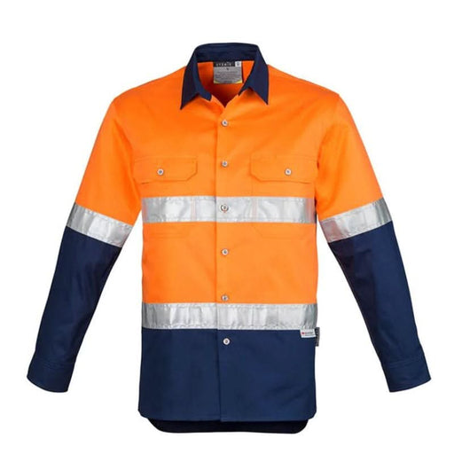 Syzmik Mens Hi Vis Spliced Industrial Shirt Day/Night 3M Hoop Taped Long Sleeve - Shopica Pty Ltd