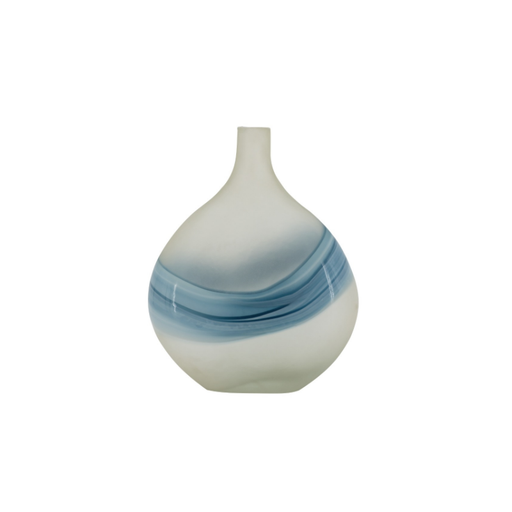 Handcrafted Coastal Blue Swirl Glass Vase capturing the essence of the ocean.