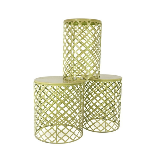 Sunny Yellow TrioVibe Metal Nest Tables Adding Cheer to Your Garden Space