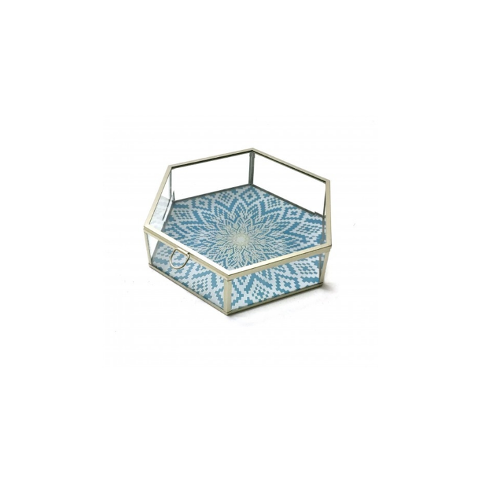 Elegant blue jewellery box with Mediterranean-inspired design