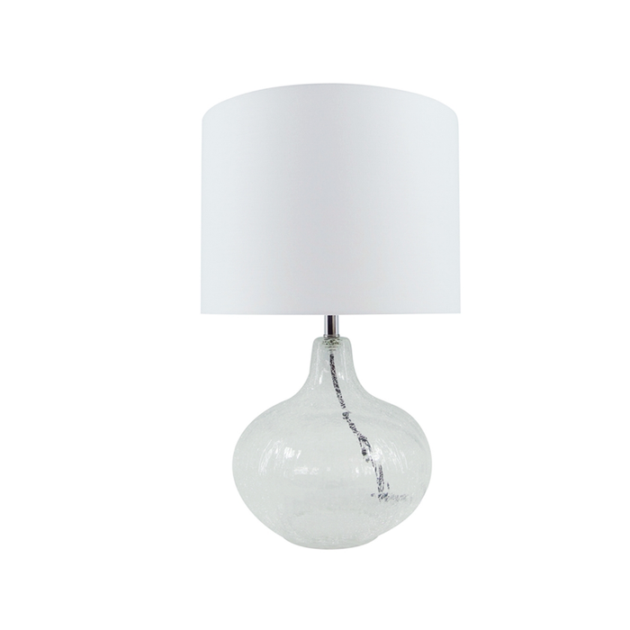 Transform your space into a beacon of style with the Brooklyn Glass White Table Lamp.