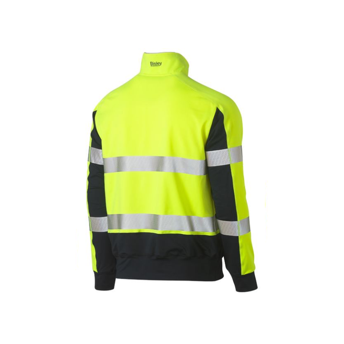 Bisley Taped Hi Vis Stretch Fleece Zip Pullover 3M Reflective Half Zip Jacket