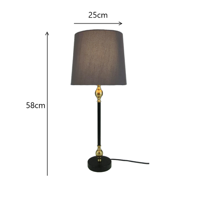 Windsor Stick Lamp With Soft Black Shade And Gold Touch - Shopica Pty Ltd