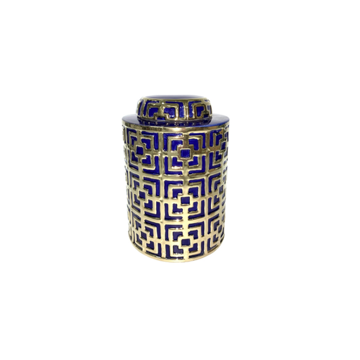 Luxurious Victoria Navy & Gold Jar capturing the essence of opulent design.