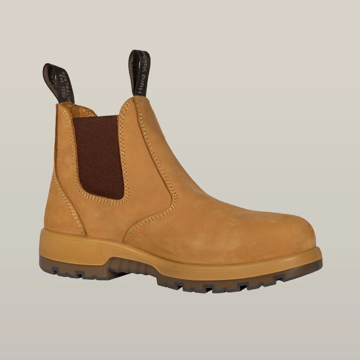 Hard Yakka Outback Pull On Steel Cap Protection Safety Toe Tradie Work Boots Wheat