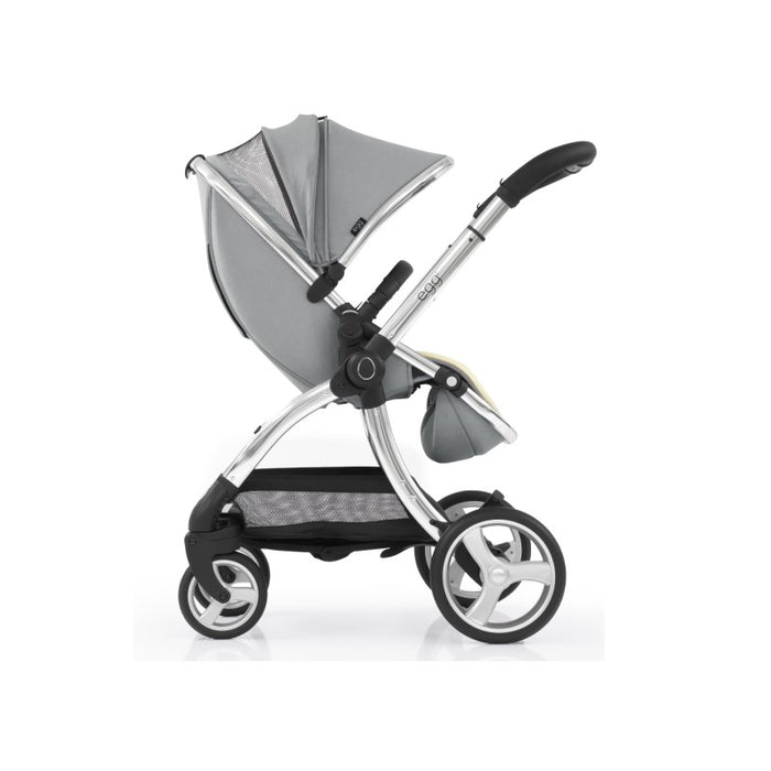 Love N Care Egg2 Stroller in Monument Grey featuring a sleek, adjustable handle and tri-spoke wheel design for stylish, smooth strolls.
