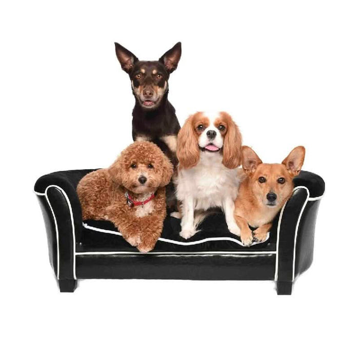 Large Velvet Black & White Premium Pet Sofa Bed - Chic Comfort Elegance - Shopica Pty Ltd