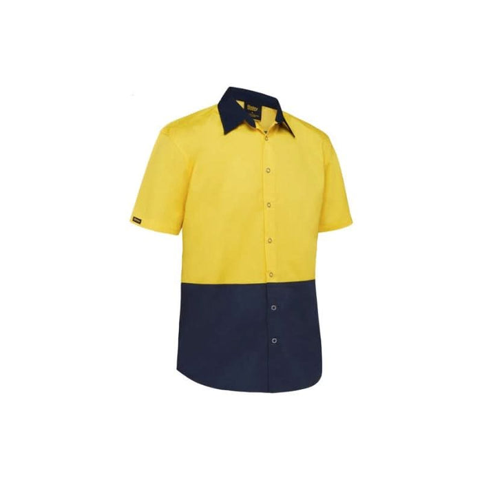 Bisley Two Tone Hi VIS Short Sleeve Button Up Tradie Work Shirts - Shopica Pty Ltd