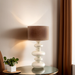 Pamela Table Lamp Ceramic base With Cream Brown Shade Light Stand - Shopica Pty Ltd