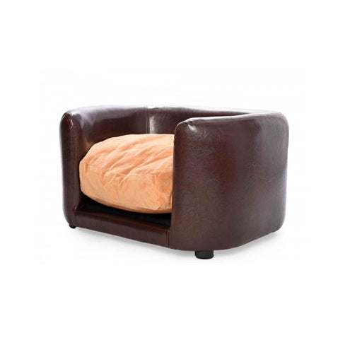 Elegant pet lounge sofa with a plush leather appearance