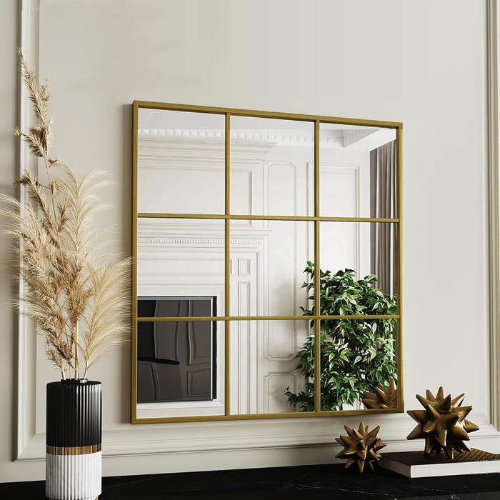 Lux Square Gold Divided Modern Mirror