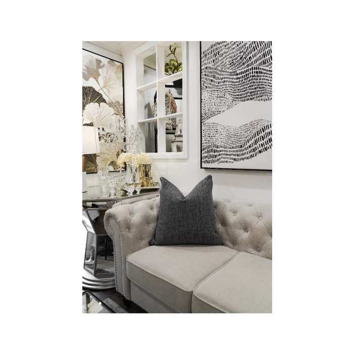 Urban Chic: Dark Grey Ribbed Fabric Bold Style Cushion
