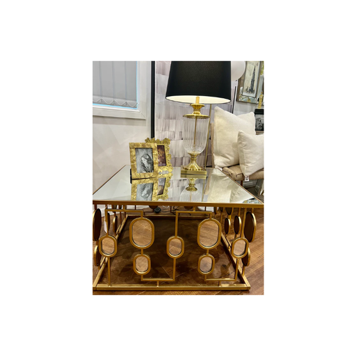 Contemporary SQ Gold Coffee Table with Sparkling Mirror Top