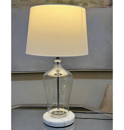 Soothing ambient lighting from Coastal Glass Table Lamp, bringing coastal charm to your space