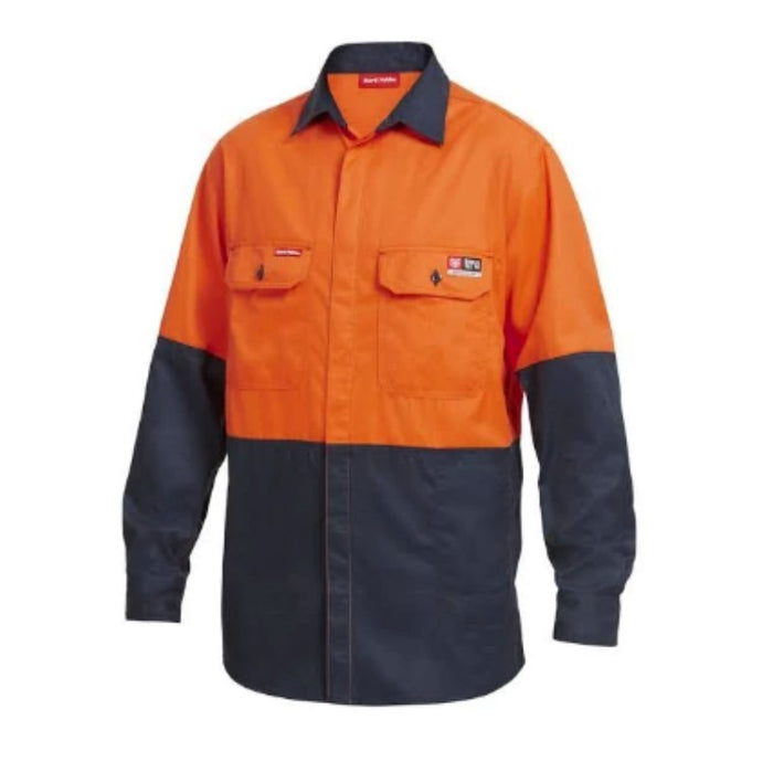 Hard Yakka Shieldtec Fr Hi-Visibility Two Tone Open Front Long Sleeve Shirt With Fr Tape