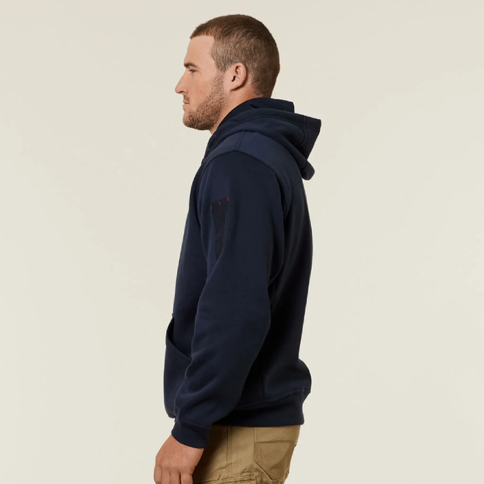 Hard Yakka Black Brushed Fleece Hoddie Tradie Work Jumper