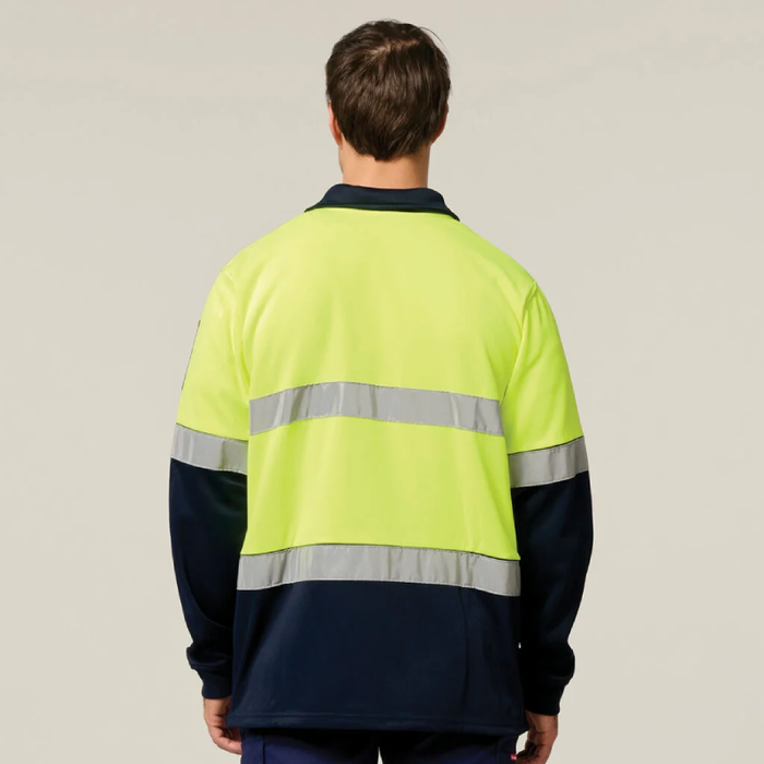 Hard Yakka Hi Vis 2 Tone 1/4 Zip Brushed Fleece Jumper With Tape