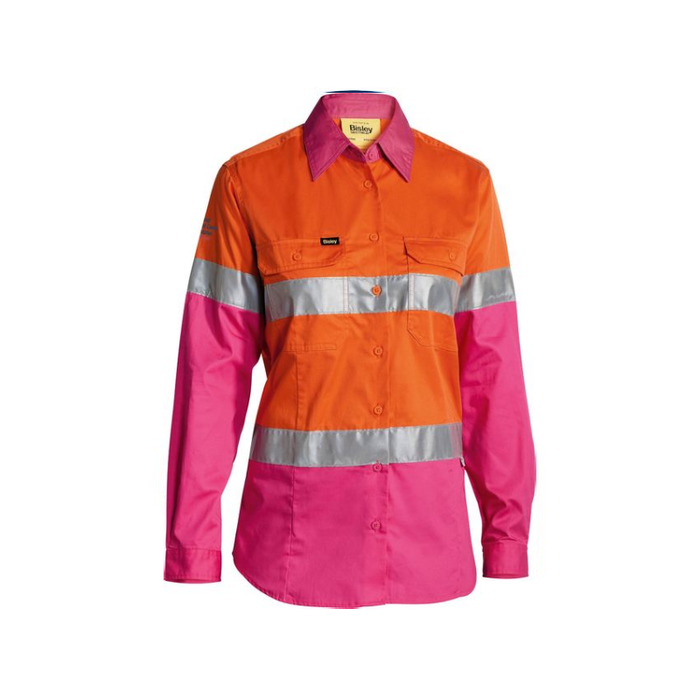 Bisley Women's Taped Hi Vis Cool Lightweight Long Sleeve Drill Shirt