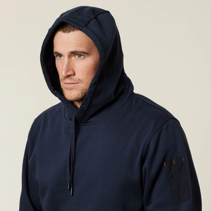 Hard Yakka Black Brushed Fleece Hoddie Tradie Work Jumper