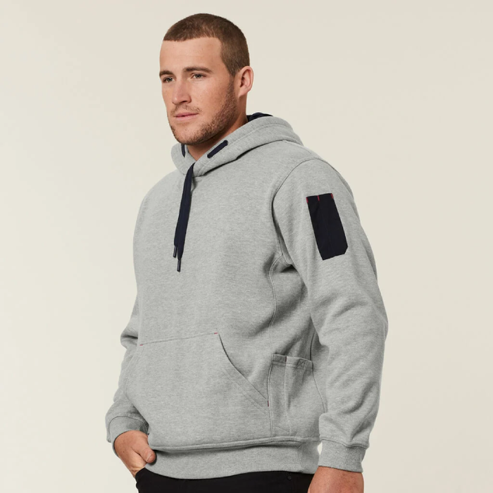 Hard Yakka Black Brushed Fleece Hoddie Tradie Work Jumper