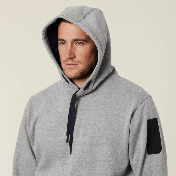 Hard Yakka Black Brushed Fleece Hoddie Tradie Work Jumper