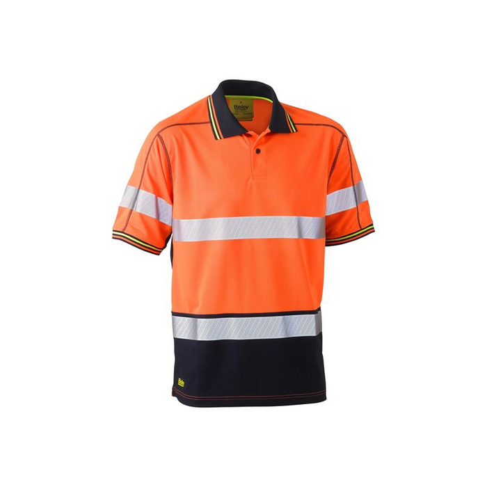 Bisley Taped Two Tone Hi Vis Polyester Mesh Short Sleeve 3M Reflective Tape Polo Shirt