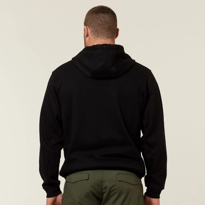 Hard Yakka Black Brushed Fleece Hoddie Tradie Work Jumper