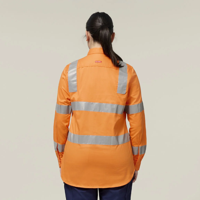 Hard Yakka Womens Foundations Biomotion Hi Vis Shirt With Tape Long Sleeve