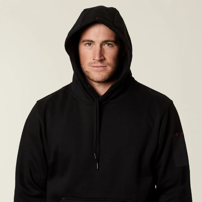 Hard Yakka Black Brushed Fleece Hoddie Tradie Work Jumper