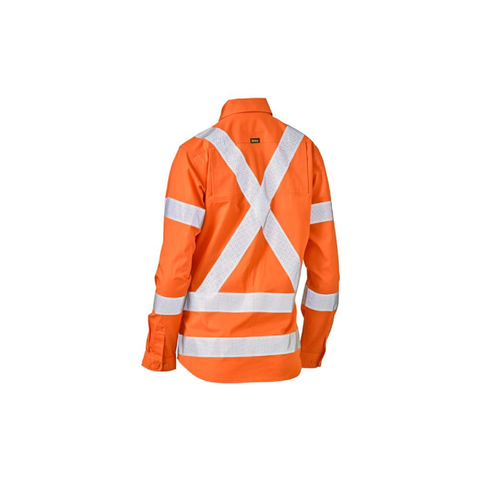 Bisley Women's X Reflective Taped Biomotion Hi Vis Cool Lightweight Drill Day Night Shirt