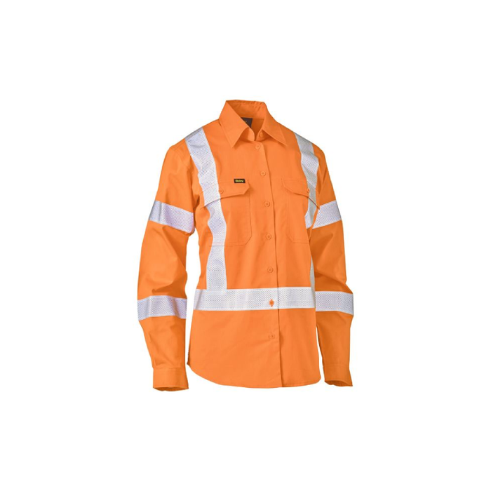 Bisley Women's X Reflective Taped Biomotion Hi Vis Cool Lightweight Drill Day Night Shirt