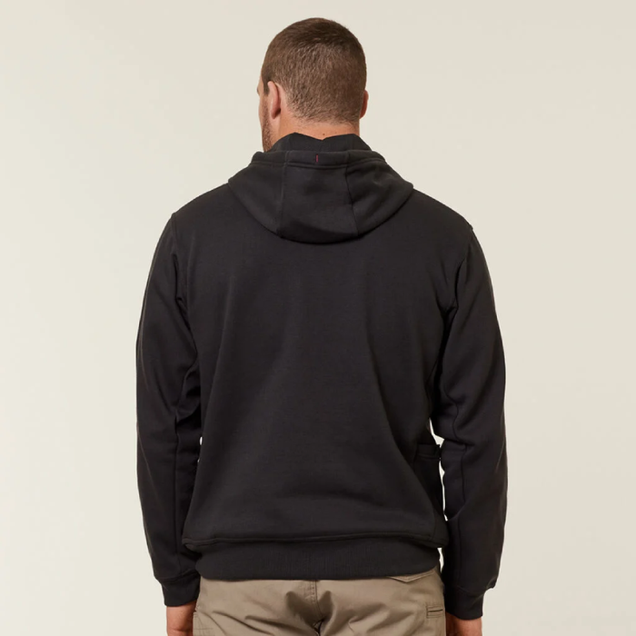 Hard Yakka Black Brushed Fleece Hoddie Tradie Work Jumper