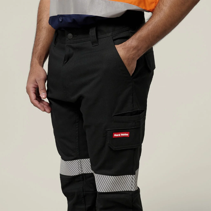 Hard Yakka Reflective Stretch Canvas Cargo Pant With Tape Tradie Work Pants