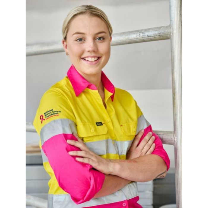 Bisley Women's Taped Hi Vis Cool Lightweight Long Sleeve Drill Shirt