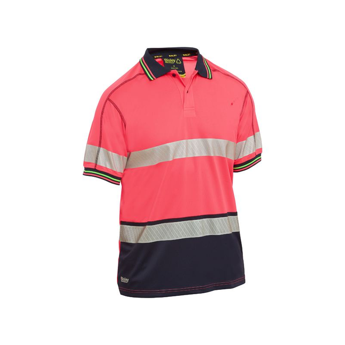 Bisley Taped Two Tone Hi Vis Polyester Mesh Short Sleeve 3M Reflective Tape Polo Shirt