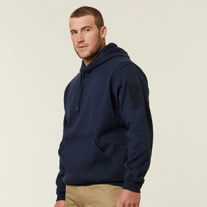 Hard Yakka Black Brushed Fleece Hoddie Tradie Work Jumper