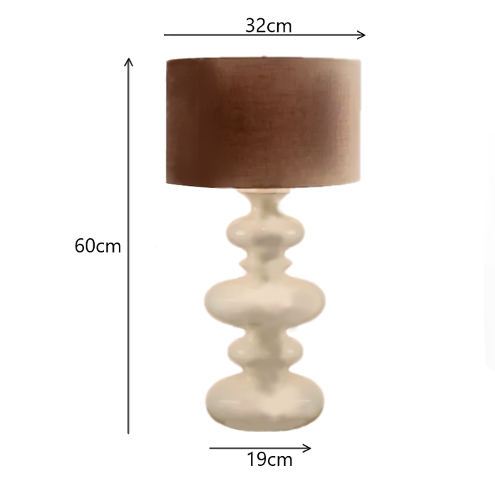 Pamela Table Lamp Ceramic base With Cream Brown Shade Light Stand - Shopica Pty Ltd