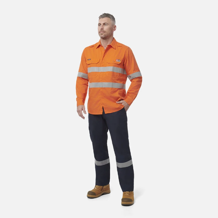 King Gee Shieldtec Lenzing Flame Retardant Hi-Vis Spliced Open Front Taped Shirt