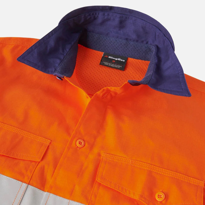 King Gee Workcool 2 Hi-Vis Reflective Spliced Shirt Long Sleeve - Shopica Pty Ltd