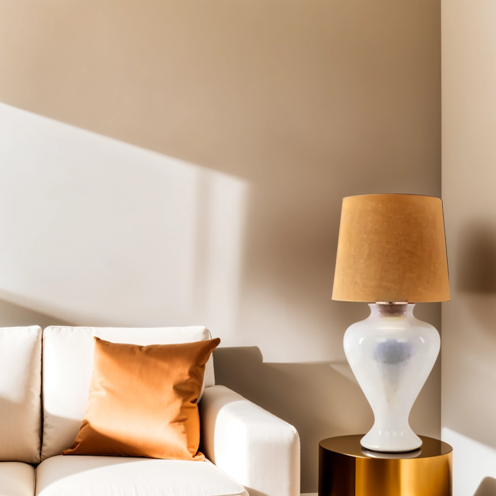 Embrace Elegance with the Ceramic Lamp White Pearl and Cream Shade Table Lamp - Shopica Pty Ltd