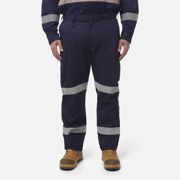 King Gee Stretch Bio Motion Cargo Hi-Vis Reflective Pants - Navy