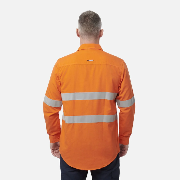 King Gee Shieldtec Lenzing Flame Retardant Hi-Vis Spliced Open Front Taped Shirt