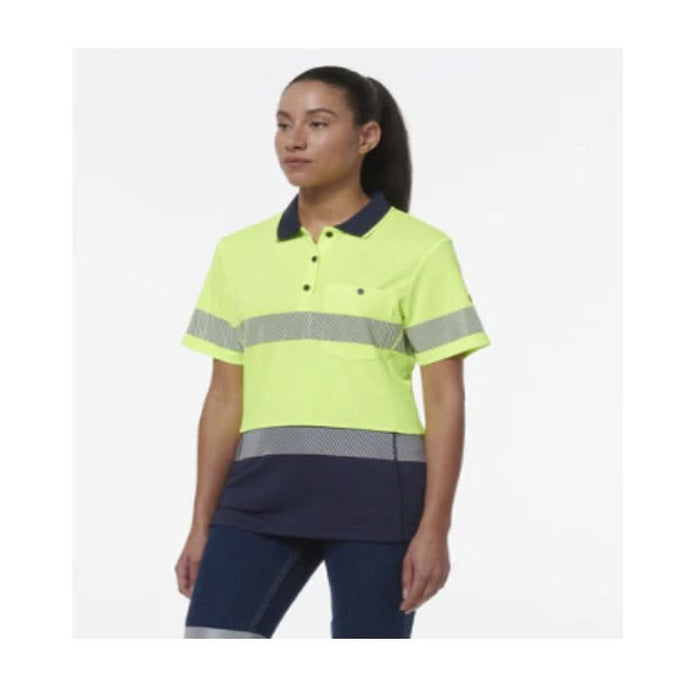 King Gee Women's Workcool Hyperfreeze Spliced Short Sleeve Polo With Segmented Tape - Shopica Pty Ltd