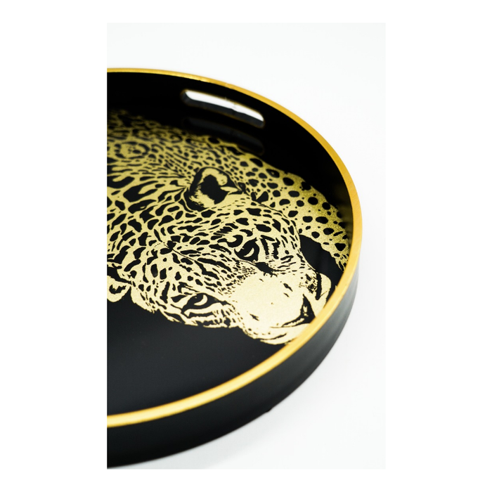 Close-up of the intricate cheetah pattern on the Serengeti-inspired tray